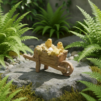 Animales de jardín de hadas en miniatura Carretilla y pollitos Adornos de jardín de hadas en miniatura Accesorios de animales para la decoración de la puerta