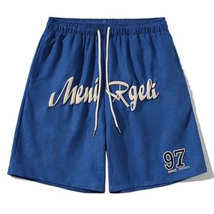 Ensemble de shorts vintage pour garçon avec logo 3D en relief pour l'été, shorts de sport en coton personnalisés, pantalon de survêtement en molleton OEM, shorts cargo pour homme - Product Image 1