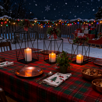 Ensemble de 3 lanternes en métal durables et écologiques faites à la main, support de bougie en fer vintage, support de plante de table, décoration de Noël pour la maison et le jardin