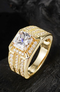 Luxury Princess Cut Moissanite 925 Sterling Silver Pave Wide Band Statement Gentleman Engagement Wedding Promise <b>Ring</b> <b>For</b> <b>Men</b> - Product Image 6