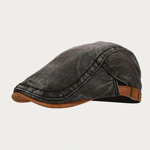 Béret en jean vintage pour hommes et femmes, casquette plate à bord court pour le quotidien, le sport, les activités de plein air et les voyages, idéale pour l'automne et l'hiver - Product Image 3