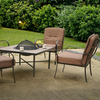 Joyeleisure Ensemble de mobilier de jardin portable 5 pièces avec table de brasero en acier et 4 chaises, design moderne et confortable