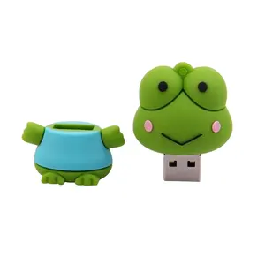 Animal Character Frog Shape PVC USB Flash Drive cartoon Silicone Frog Pen Drive Lovely frog 2.0 USB