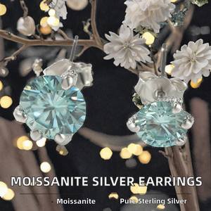 Boucles d'oreilles pendantes de luxe en argent sterling 925 avec moissanite VVS, 5 mm et 6,5 mm, à 4 griffes, tendance, cadeau de mariage - Product Image 2