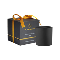 Boîte d'emballage cadeau carrée en or avec mèche pour bougie