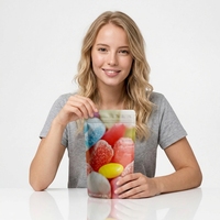 Sachets Doypack en gros refermables avec fermeture éclair pour sucre, snacks, bonbons gélifiés, chewing-gum, qualité alimentaire, logo personnalisé