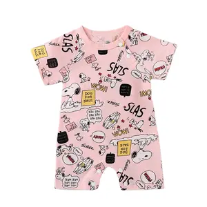 2023 Nwe Stijl Zomer Babykleding Comfortabele En Ademende Pasgeboren Baby Katoenen Open Kruis Romper