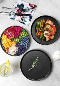 Logotipo personalizado Mate fino plano negro <span class=keywords><strong>melamina</strong></span> <span class=keywords><strong>vajilla</strong></span> Fruta <span class=keywords><strong>melamina</strong></span> comida servir platos plato <span class=keywords><strong>melamina</strong></span> - Product Image 5