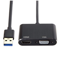 Kabel Adaptor Konverter Output Ganda 2 in 1 USB 3.0 ke 4k HDTV VGA Female