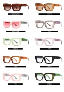 Tốt nhất bán chống ánh sáng màu xanh đọc Kính mắt Retro đinh tán nhỏ Shades đen vuông nhựa Khung kính mát thời trang - Product Image 4