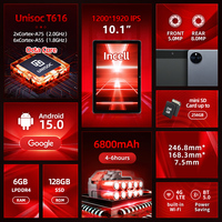 Nueva Tablet PC de 10.1 Pulgadas con WiFi 5G, CPU Octa Core T616, 6GB+128GB, Sistema Operativo Android 15, Batería de Larga Duración de 6800mAh