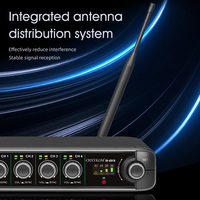 CHXYKOM IU-4018 4-Kanal True-Diversity UHF Drahtloses Mikrofonsystem mit 2 Handmikrofonen 2 Bodypack Lavalier-Mikrofonen Metall XLR