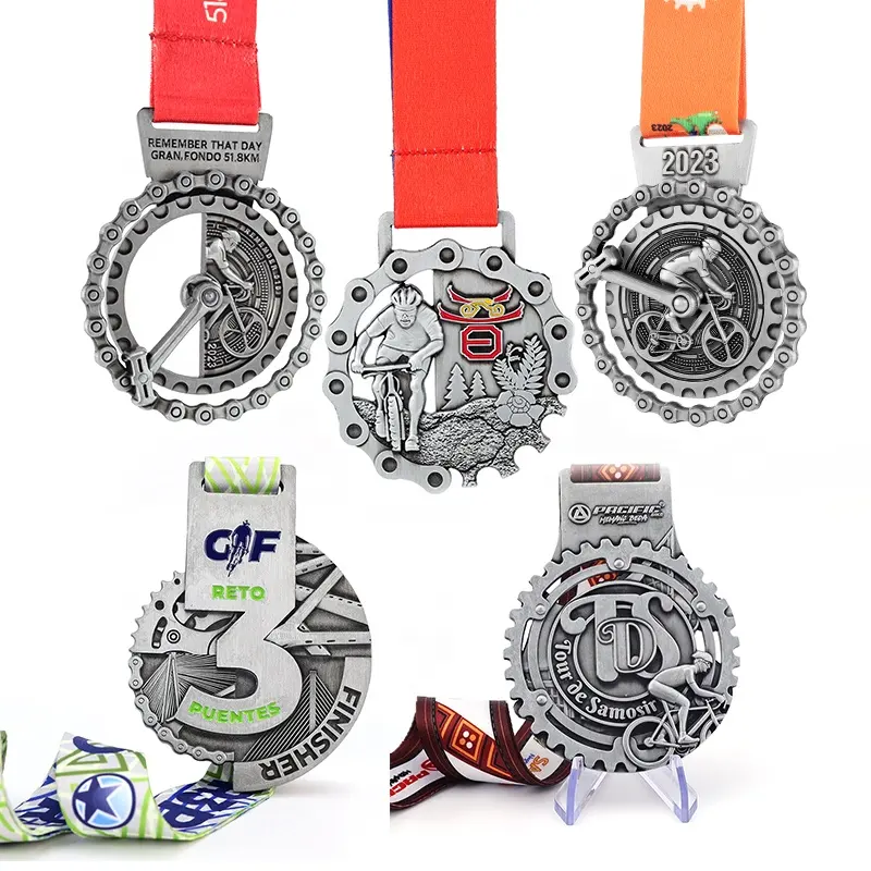 Manufacturer Custom 3D Bicycle Race Zinc Alloy Metal Cycling Medal Mountain Cycle Race Challenge Award Metal Sport Medal