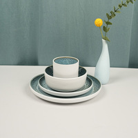 Ensemble de dîner rond de style occidental, 20 pièces, assiettes en céramique verte de haute qualité, ensembles de vaisselle spéciale de luxe pour la fête à la maison