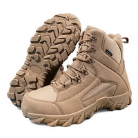 Bottes tactiques pour hommes, imperméables, résistantes à l'usure, en cuir pleine fleur PVC, semelle intermédiaire en caoutchouc, noires