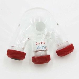 Frasco de laboratorio de vidrio de borosilicato alto de 50 ml con fondo redondo y triple cuello de rosca, tipo Silicon Valley Micro Volume - Product Image 1