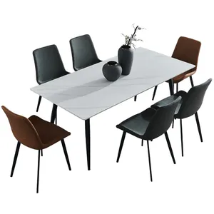 Faible QUANTITÉ MINIMALE DE COMMANDE De Restaurant De Luxe Rectangulaire Moderne Table à Manger Ensemble de Table À Manger avec 6 Chaises