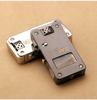 Briquet à flamme douce personnalisé avec logo, réservoir de carburant visible, rechargeable, allumage par catapulte en laiton, briquet à huile et kérosène avec verrou de sécurité