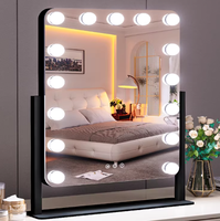 Miroir de maquillage avec ampoule LED - 360 °   Miroir de maquillage de table avec éclairage, rotation et écran tactile à intensité variable