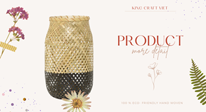 Lanterne en bambou naturel tressé à la main bicolore noire, décoration d'intérieur, taille personnalisée, vente en gros, Wicker King Craft Viet - Product Image 3