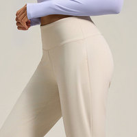AMCLEVER en stock – Pantalon de yoga taille haute pour femme avec poche arrière, 220g, doux, extensible, coupe large, idéal pour la gym et la détente