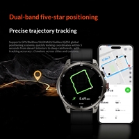 Smartwatch GPS FT66 con Schermo AMOLED HD da 1,43 Pollici, Impermeabile 5ATM, Luce SOS, Bussola, Pressione Barometrica, Monitoraggio dell'Altitudine e del Sonno