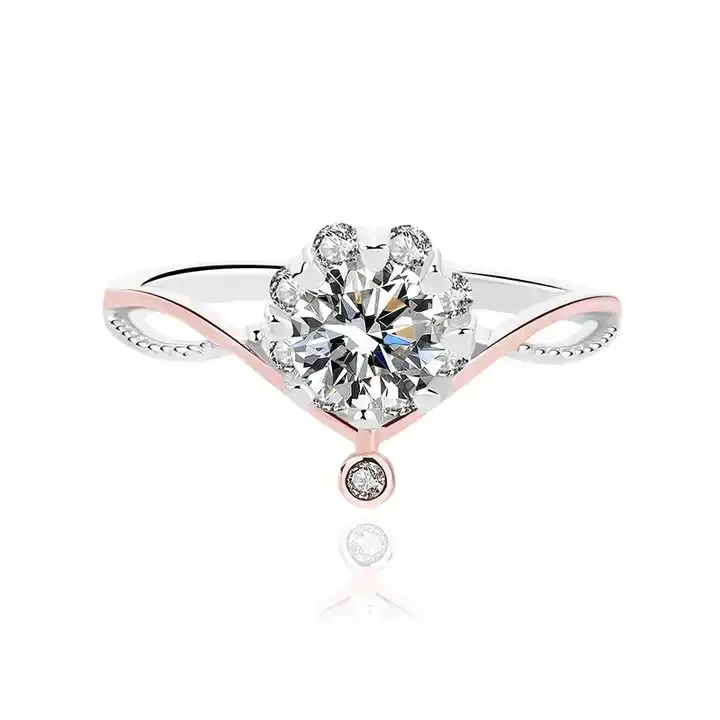 Chất Lượng Cao Tốt Đồ Trang Sức 925 Sterling Bạc Thiết Kế Đám Cưới 0.5ct 1CT Moissanite Kim Cương Engagement Rings Phụ Nữ