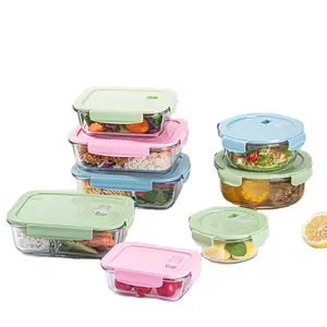 Hoge Kwaliteit 410Ml Warmte Geïsoleerde Transparant Glas Lunchbox Milieuvriendelijke Voedsel Container Voor Volwassen Kinderen