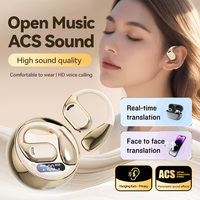 Écouteurs Bluetooth M76 à crochet d'oreille ouvert avec traduction IA, traducteur intelligent face à face 144 langues, suppression du bruit