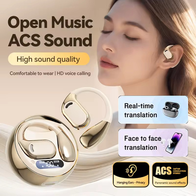 M76 Open Ear Hook Ai Translation Bluetooth Earphone Smart Face-to-face 144 Language Translator Machine Noise Cancelling Earbuds