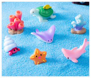 Figure di scena dell'oceano in resina stella marina squalo corallo pesce diavolo leone di mare lepre paguro erba nave per decorazioni natalizie - Product Image 2