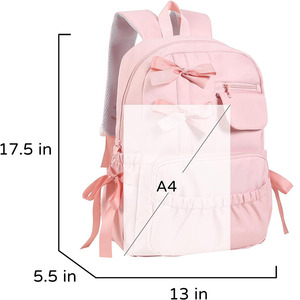 7304 estético <span class=keywords><strong>Kawaii</strong></span> bolsas de libros rosas con lazos de cinta <span class=keywords><strong>para</strong></span> la escuela bolsillo múltiple resistente al agua hermosa chica mochila escolar - Product Image 2