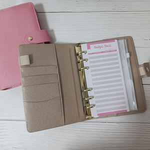 Vente en gros directe usine : Classeurs à anneaux A6 en cuir doré de luxe, organisateurs de budget, couvertures de planificateur et classeurs pour enveloppes de trésorerie - Product Image 6