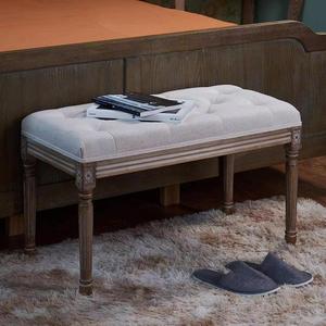 Banc de fin de lit pliable rectangulaire blanc pour chambre à coucher, entrée d'école, banc de canapé en tissu Design traditionnel de style américain - Product Image 2