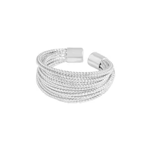 Gran oferta, anillo abierto de Plata de Ley 925, luz ajustable, anillo de cuerda torcida personalizado Punk de lujo para mujer