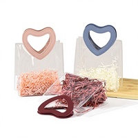 Sac fourre-tout transparent en PVC style Ins, sac cadeau tridimensionnel personnalisé en forme de cœur de couleur unie, pochette mignonne pour bonbons pour les fêtes