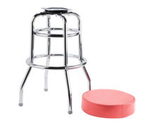 Tabouret de bar pivotant moderne chromé style ferme avec dossier, cadre métallique rétro à double anneau, rotation à 360 degrés, pour bar à domicile et usage commercial