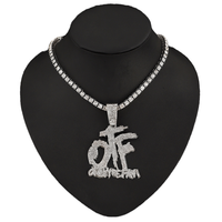 NL2124 Collier pendentif OTF glacé pour hommes et femmes, chaîne de tennis plaquée or, accessoires de bijoux de style hip-hop.
