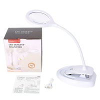 Loupe de bureau LED rechargeable Wufan, base à clip 2-en-1, lentille surdimensionnée de 110 mm, 3 niveaux de luminosité pour la lecture et les travaux manuels