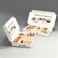 Boîte à sushi personnalisée avec logo pour emporter, boîte à sushi japonaise avec séparateur, boîte en papier de qualité alimentaire pour la restauration rapide