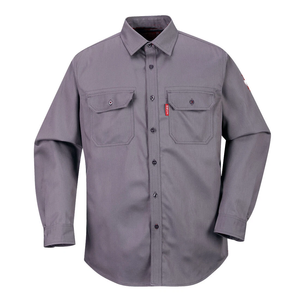 Camicia da Lavoro in Cotone FR per Operai del Settore Petrolifero, Resistente alle Fiamme, Abbigliamento da Lavoro Industriale per Saldatura, Colore Grigio - Product Image 1