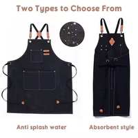 Tablier en toile imperméable avec logo personnalisé, grandes poches et sangle de cou réglable, tabliers de chef pour hommes
