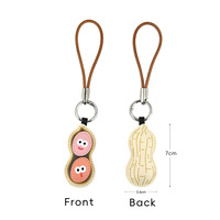 Porte-clés en cuir PU motif cacahuète de dessin animé, graines de tournesol, graines de melon, avec cordon en cuir, cadeau d'anniversaire pour femme