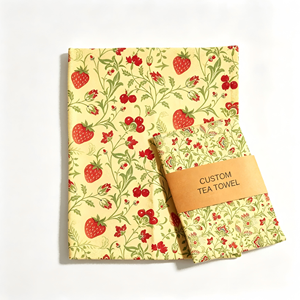 Serviettes de cuisine en coton réutilisables et lavables, motif floral botanique vintage imprimé sur mesure, vente en gros - Product Image 1