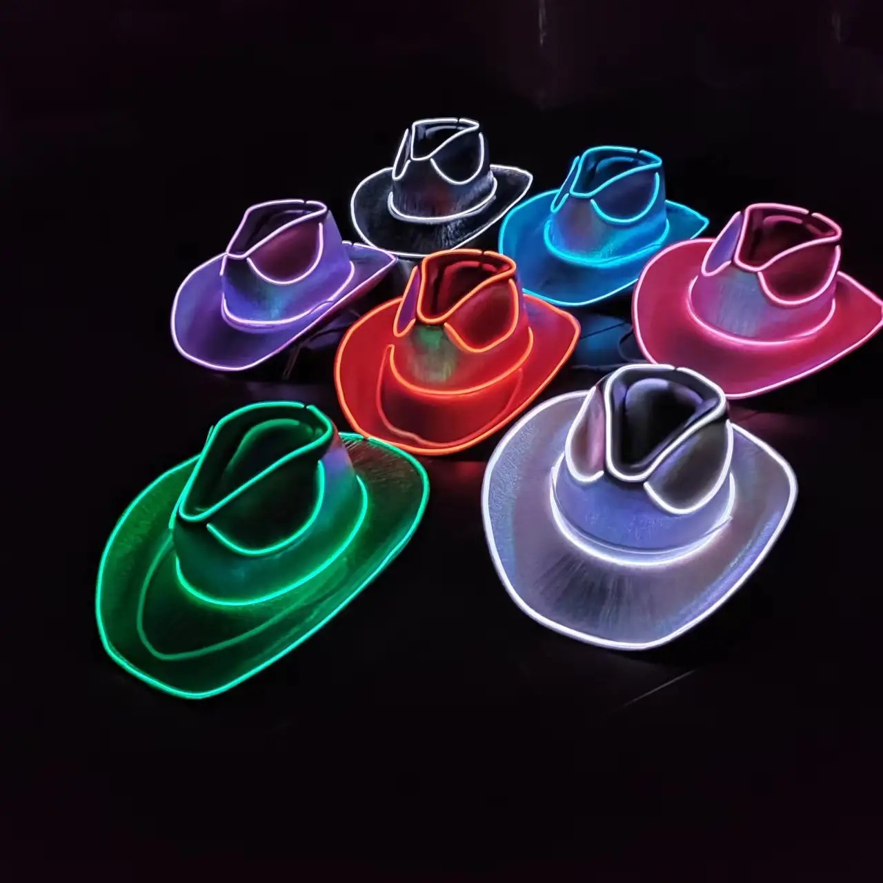 Sombrero colorido con luz LED para adulto, sombrero de Cowboy para Halloween, Navidad, fiesta, disfraz de Cosplay, EDC