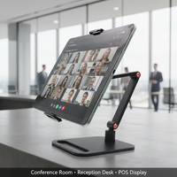 Support de téléphone en alliage d'aluminium pliable, réglable en hauteur, double axe, support de tablette de bureau pour le bureau, vente en gros OEM, usine avec 18 ans d'expérience