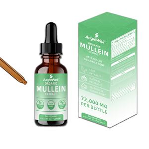 AegleWell özel etiket organik Mullein yaprak ekstresi damla akciğer detoks hızlı emici bitkisel sıvı Mullein damla temizlemek - Product Image 1