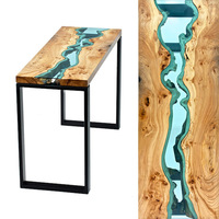 Table moderne en résine époxy, meuble en bois de rivière, vague de mer, rivière, Art de luxe, bricolage