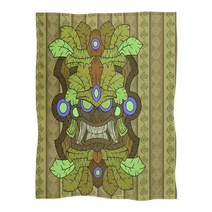 Toptan ekonomik battaniye-Ekonomik dayanıklı lüks marka battaniye için kış polinezya Oni Samurai baskı yeşil toptan özel pazen battaniye