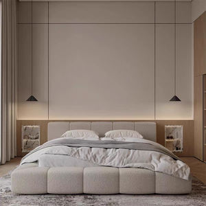 Lit de luxe pour chambre à coucher, meubles en tissu, lit <span class=keywords><strong>king</strong></span>-<span class=keywords><strong>size</strong></span> pour petits appartements, moderne et simple, lit double rembourré - Product Image 1